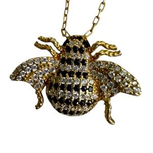 Vintage Swarovski Gold Plate 925 Silver Bumblebee Adjustable Necklace.